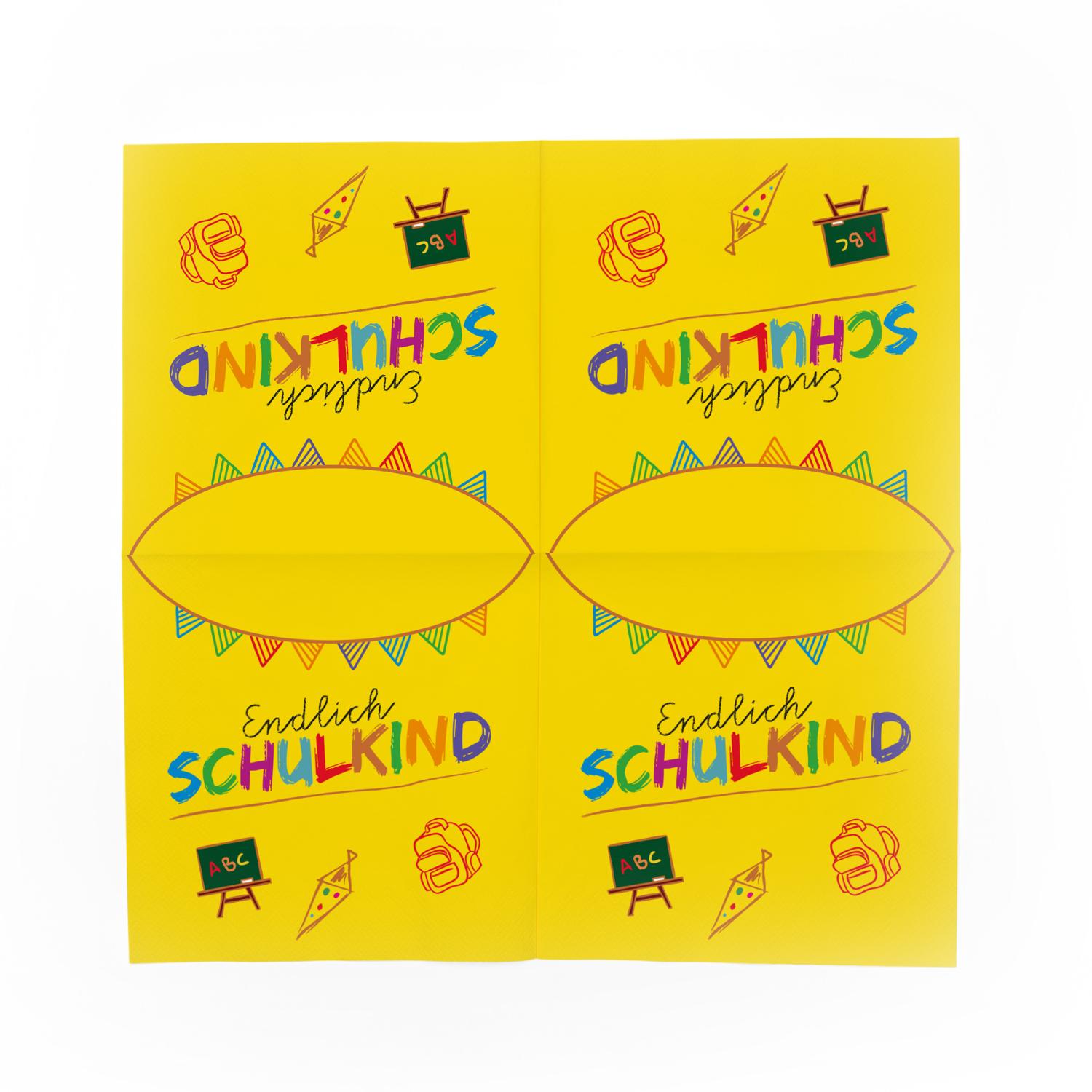 itenga 80x Serviette Schulanfang Endlich Schulkind GELB