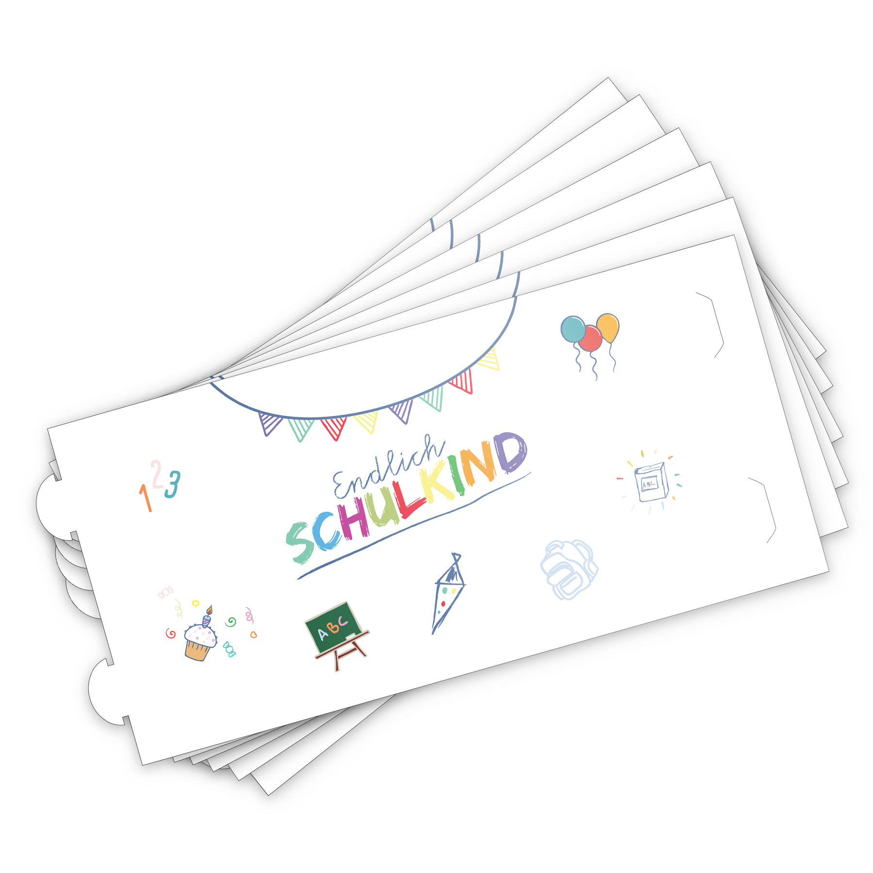 itenga 6x Windlicht + 40x Servietten - Schulkind - wei�