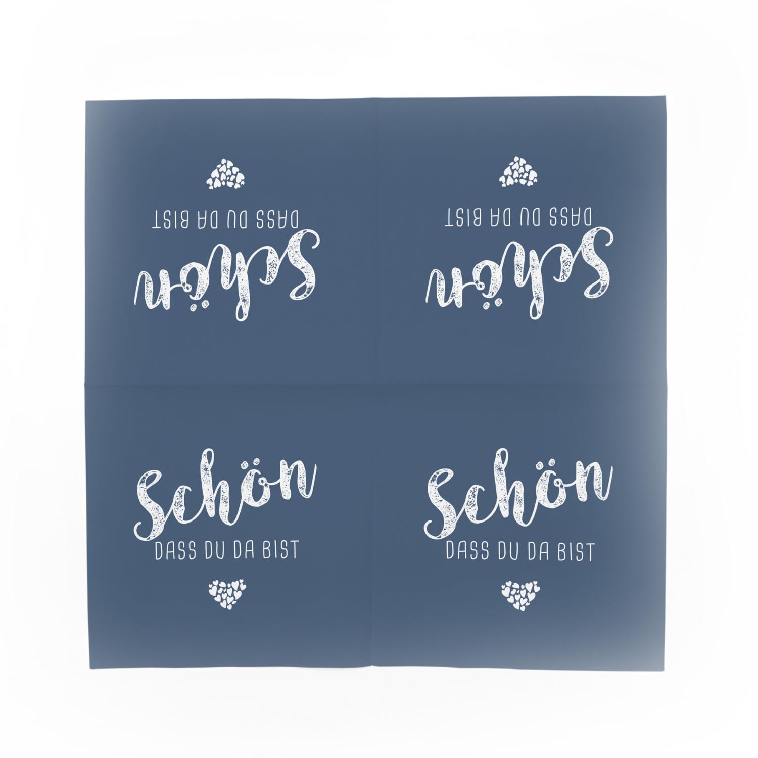 itenga 40x Serviette Sch�n dass du da bist dunkelblau Set