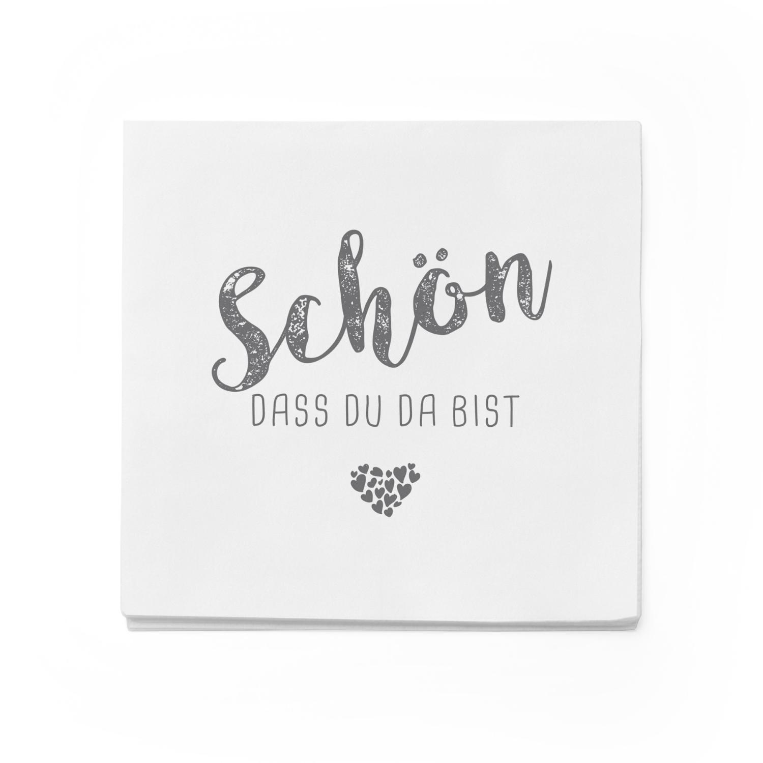itenga 40x Serviette Sch�n dass du da bist wei� grau Set