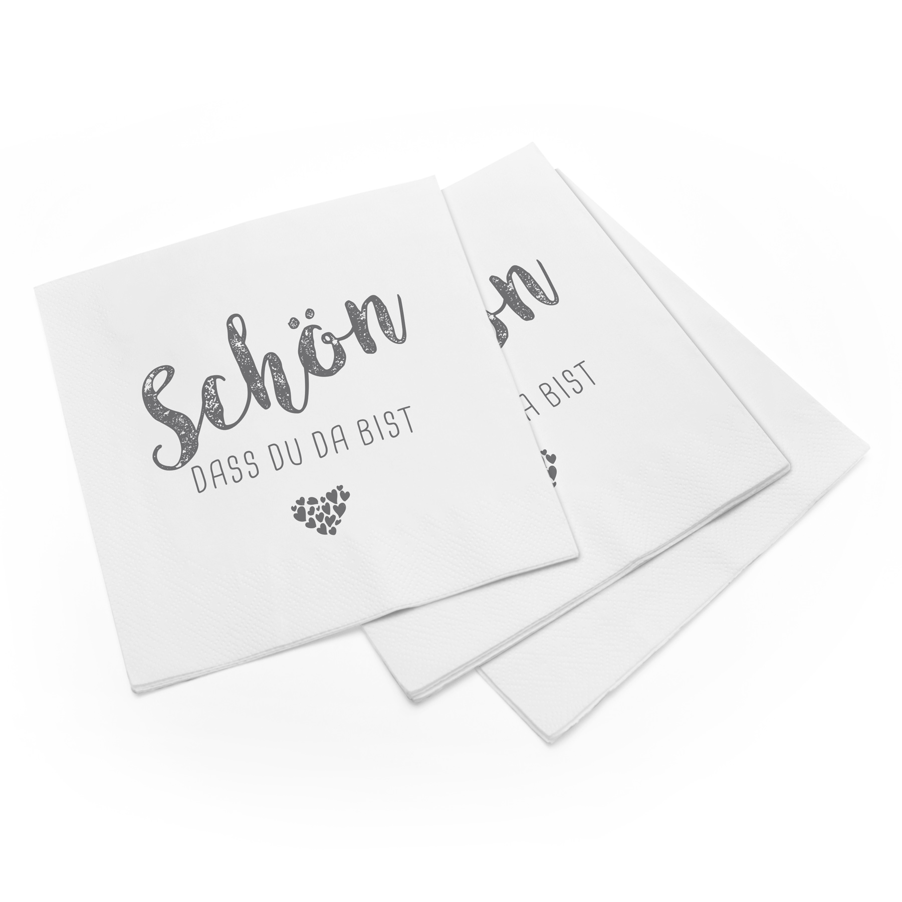 itenga 40x Serviette Sch�n dass du da bist wei� grau Set