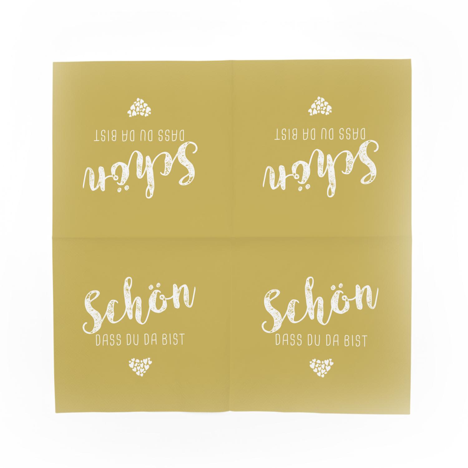 itenga 40x Serviette Sch�n dass du da bist currygelb Set