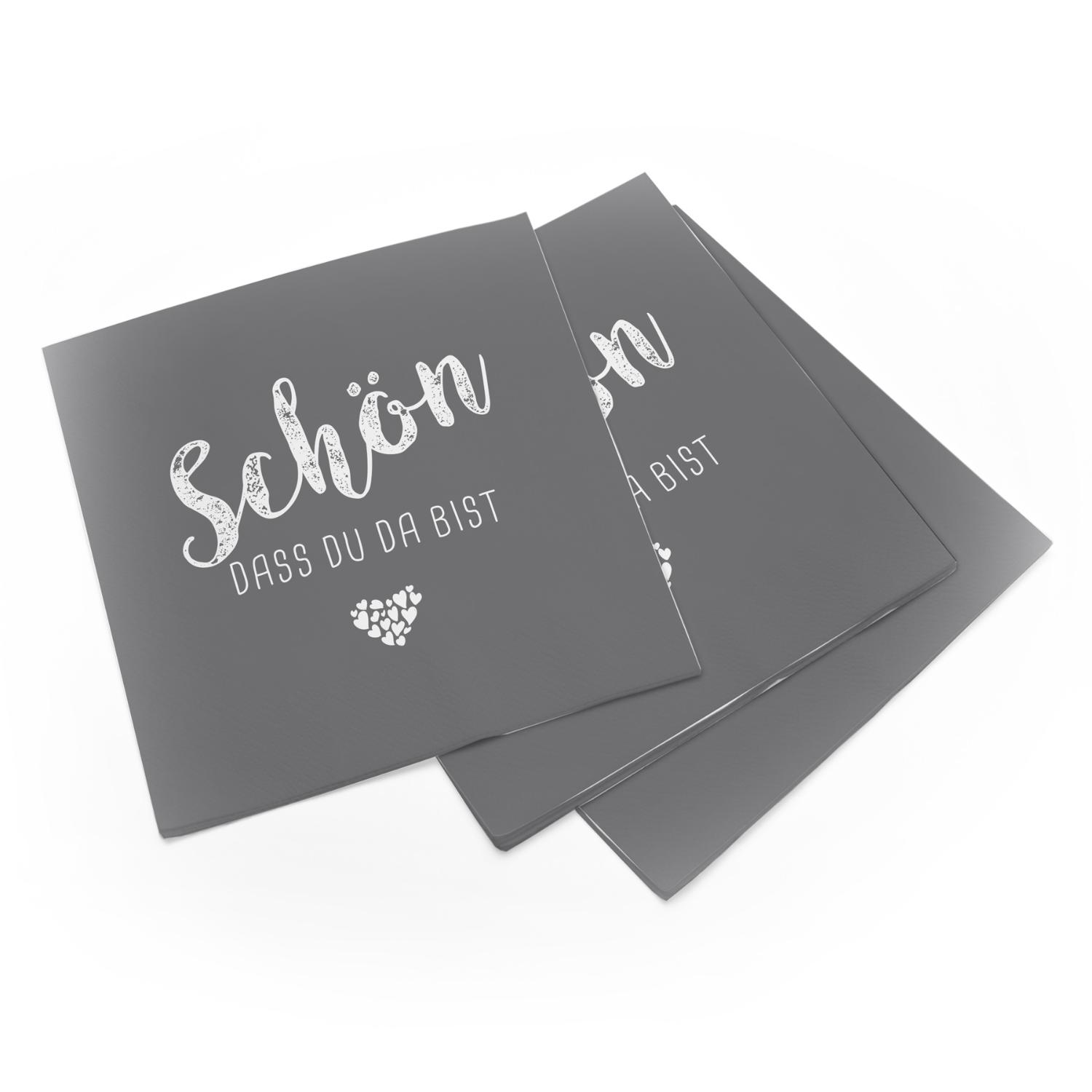 itenga 80x Serviette Sch�n dass du da bist (40x taubengr...