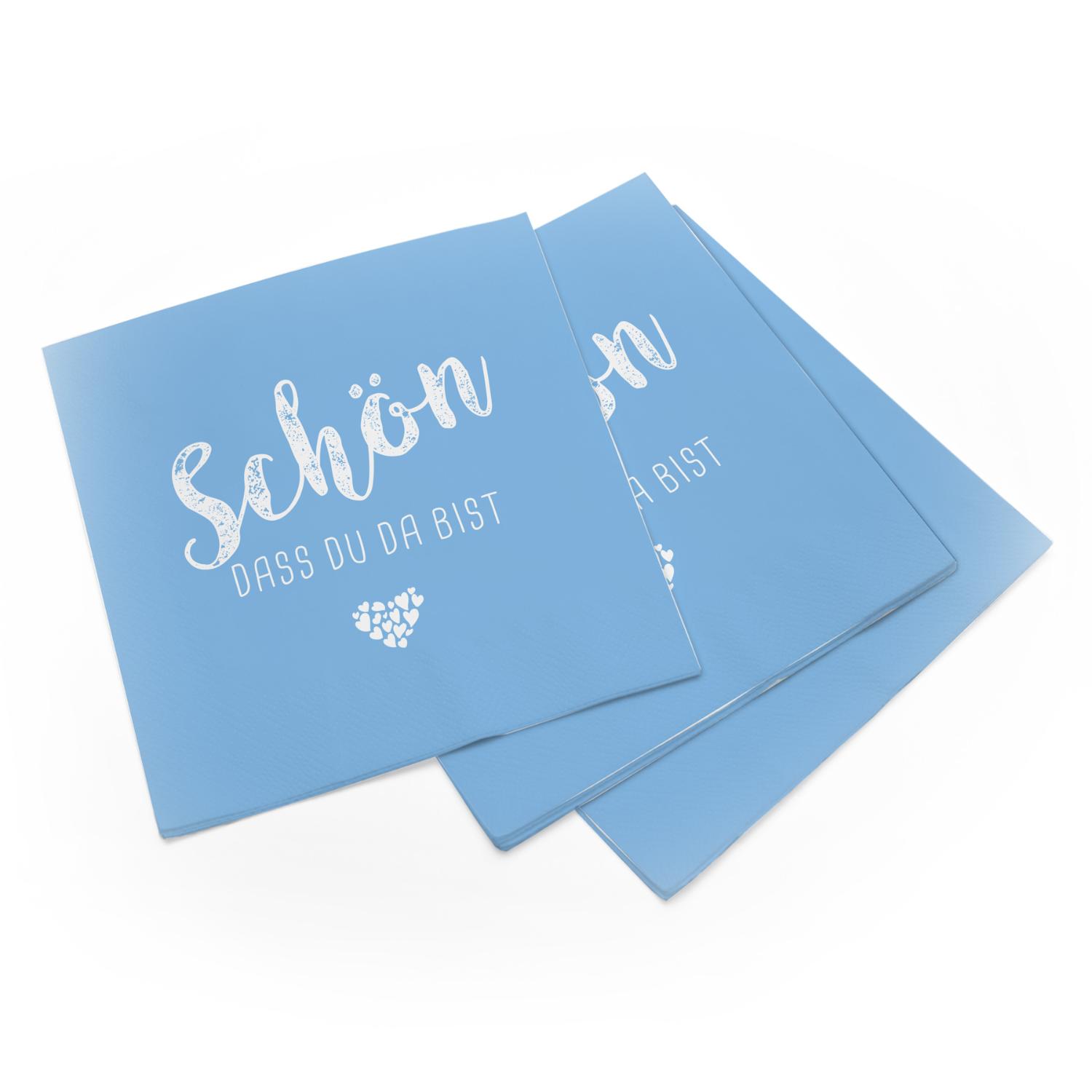 itenga 40x Serviette Sch�n dass du da bist (20x hellblau...