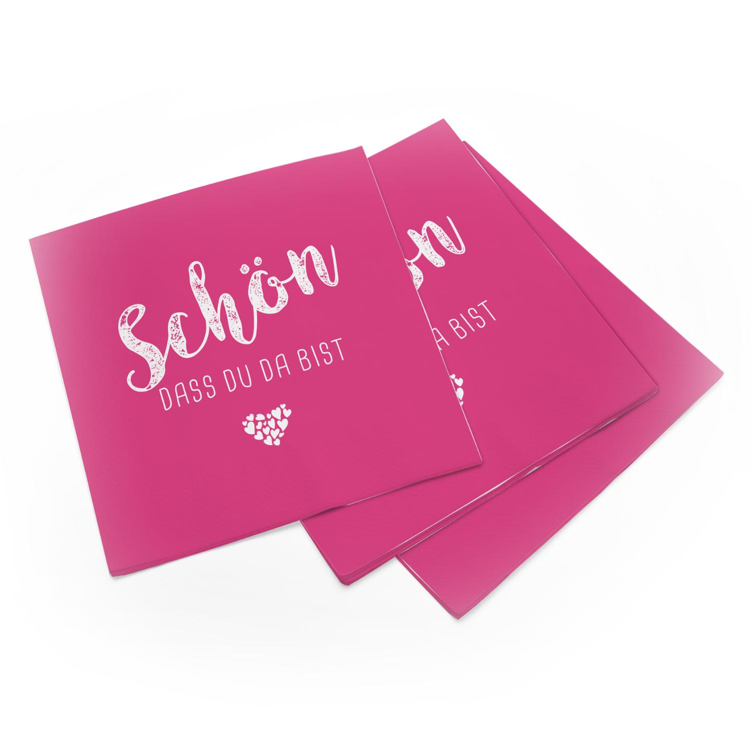 itenga 80x Serviette Sch�n dass du da bist (40x pink - 4...