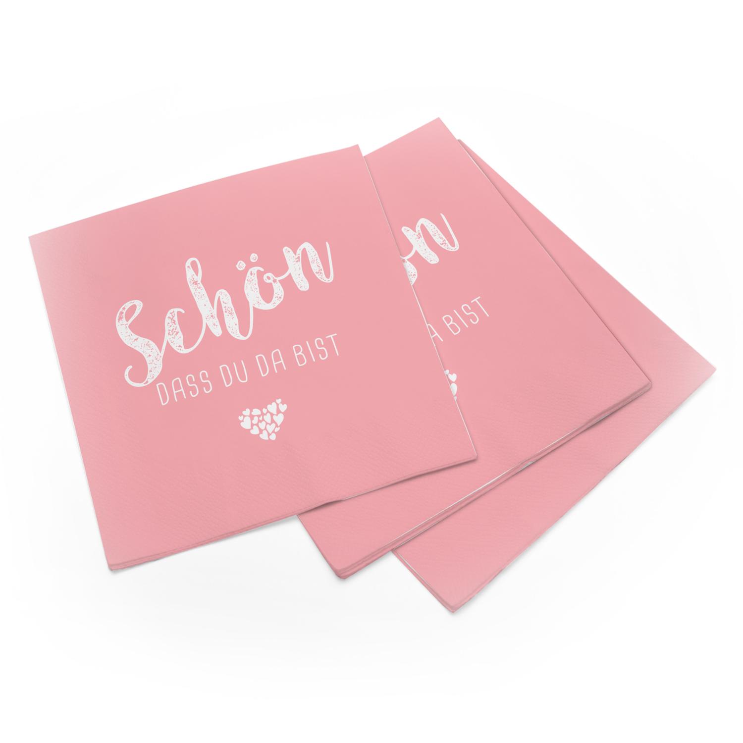itenga 80x Serviette Sch�n dass du da bist (40x pink - 4...
