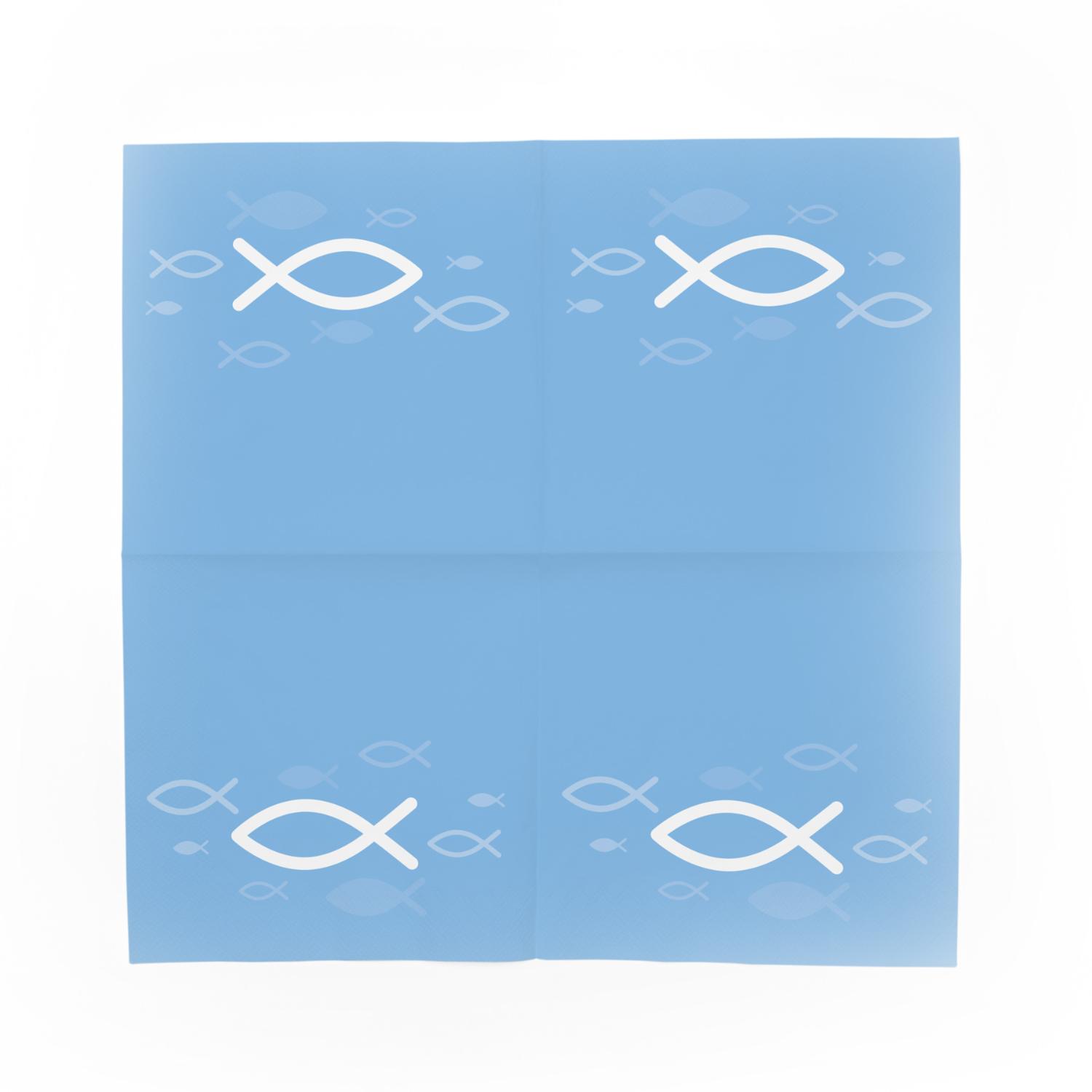 itenga Servietten Fisch HELLBLAU Wei� 30 x 30 cm 3-lagig...