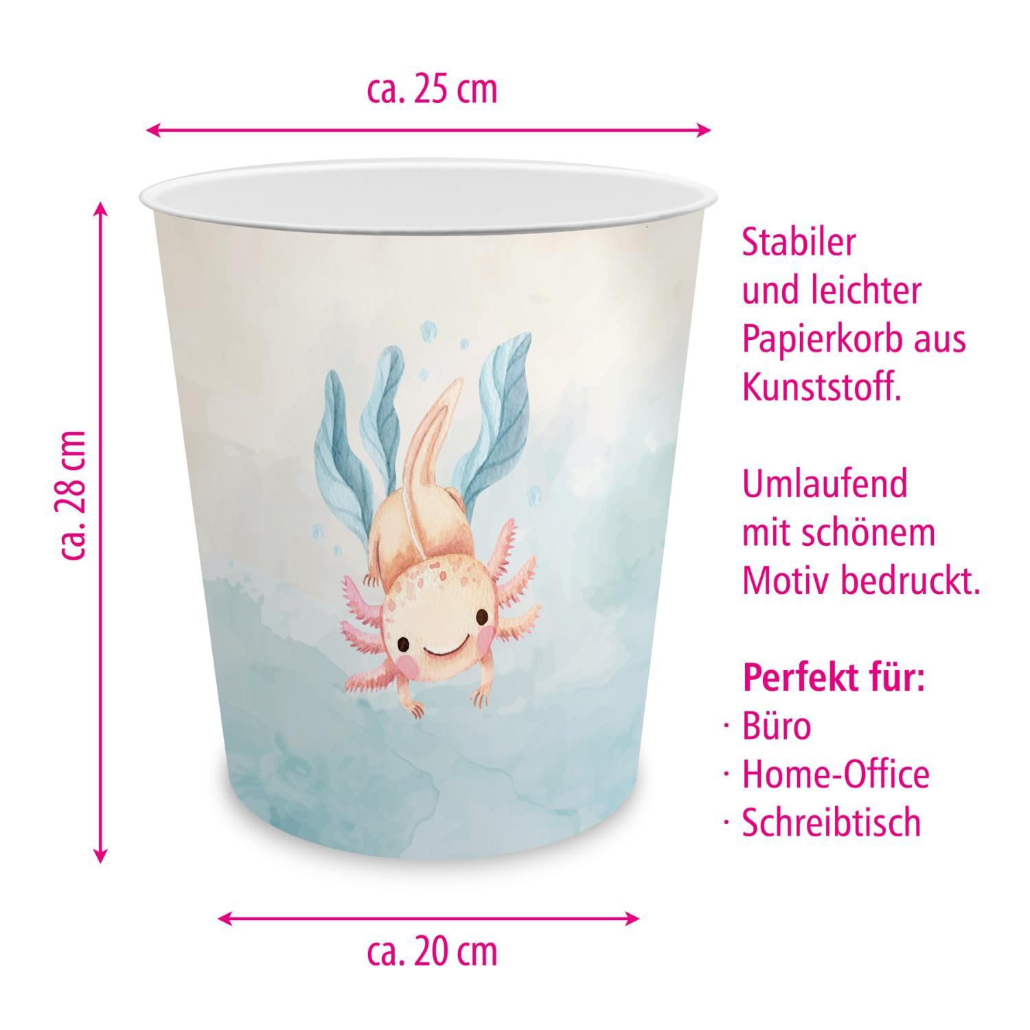 itenga Papierkorb mit Schreibunterlage Motiv AXOLOTL Set
