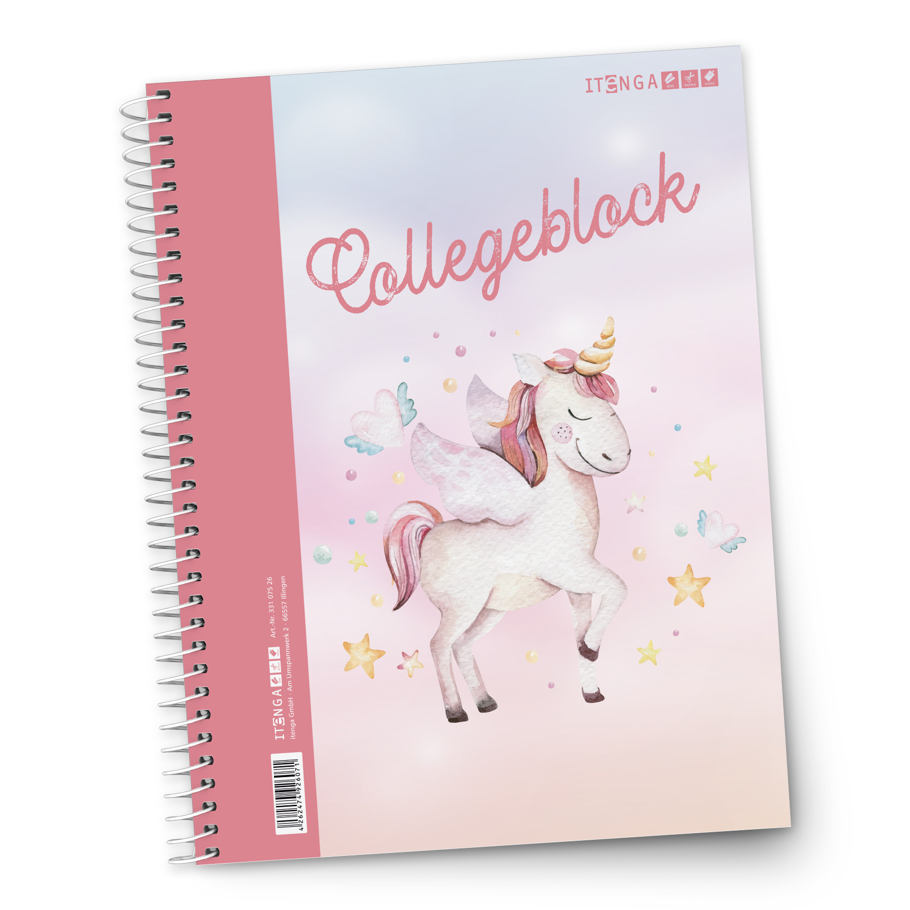 itenga Mappen SET Einhorn 4teilig: Collegeblock + Heftbo...