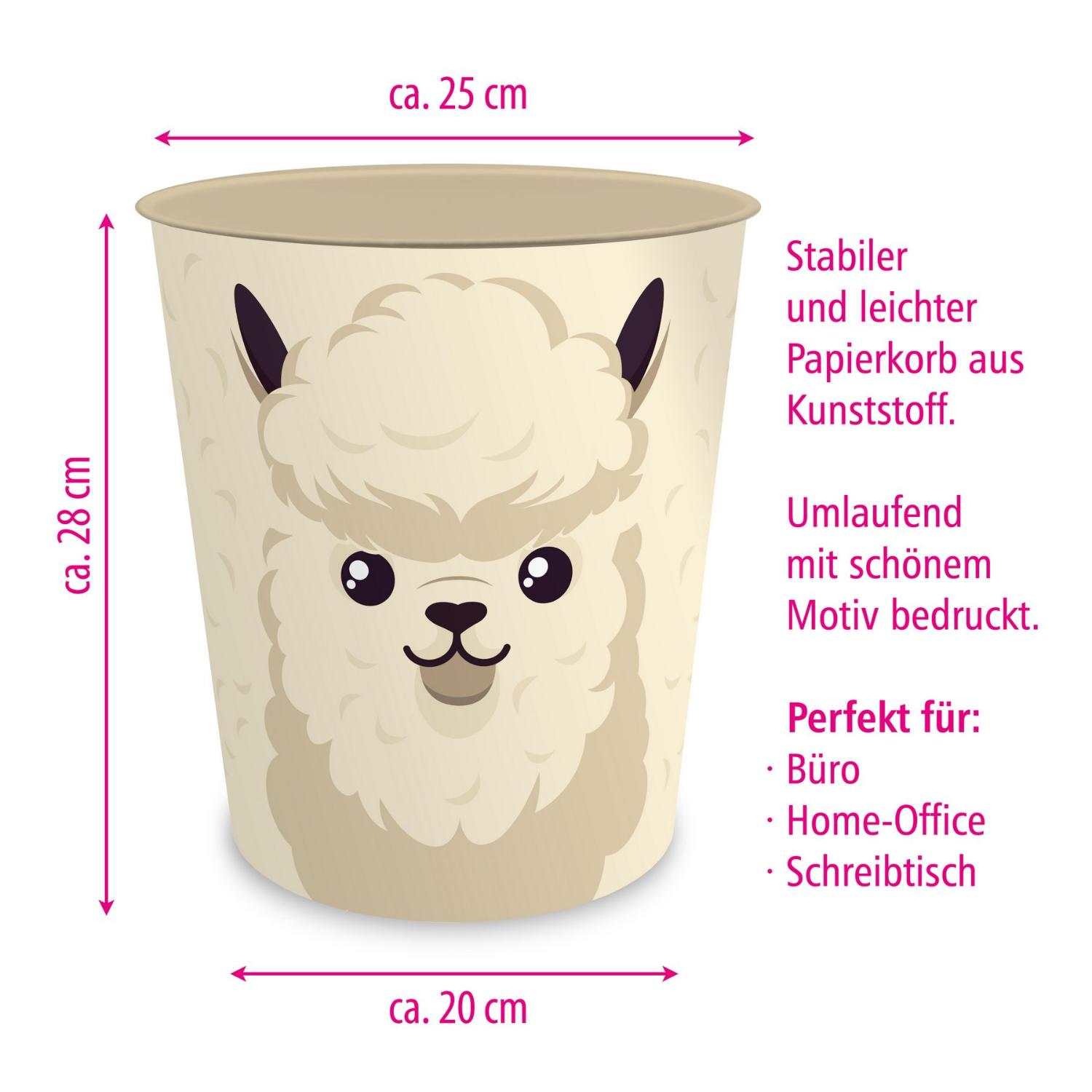 itenga Papierkorb mit Schreibunterlage KAWAII Motiv LAMA...