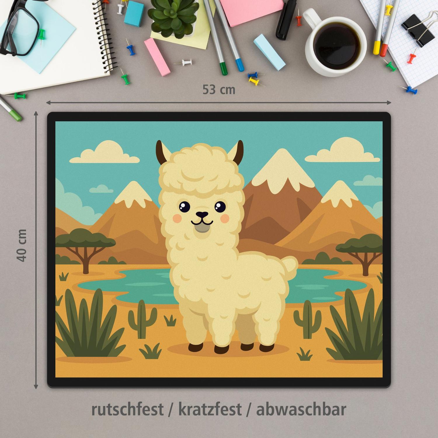 itenga Papierkorb mit Schreibunterlage KAWAII Motiv LAMA...