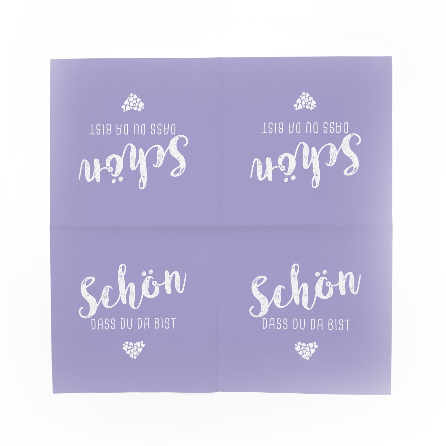 itenga 80x Serviette Sch�n dass du da bist - LILA / FLIEDER