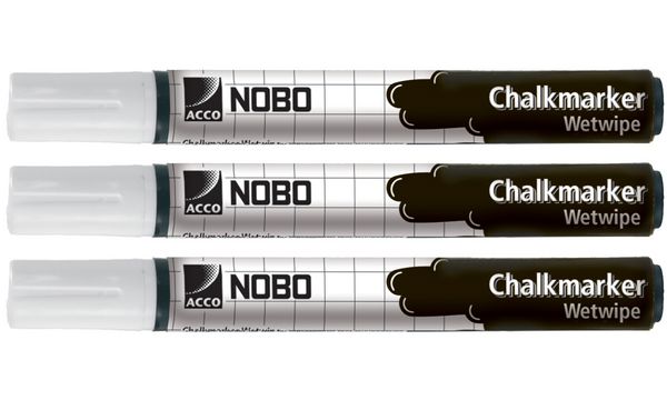 nobo Kreidemarker, nass abwischbar, wei�