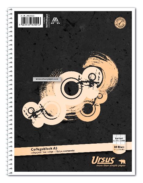 Ursus Collegeblock A5 ECF 70g kariert 80Blatt Spiralbindung