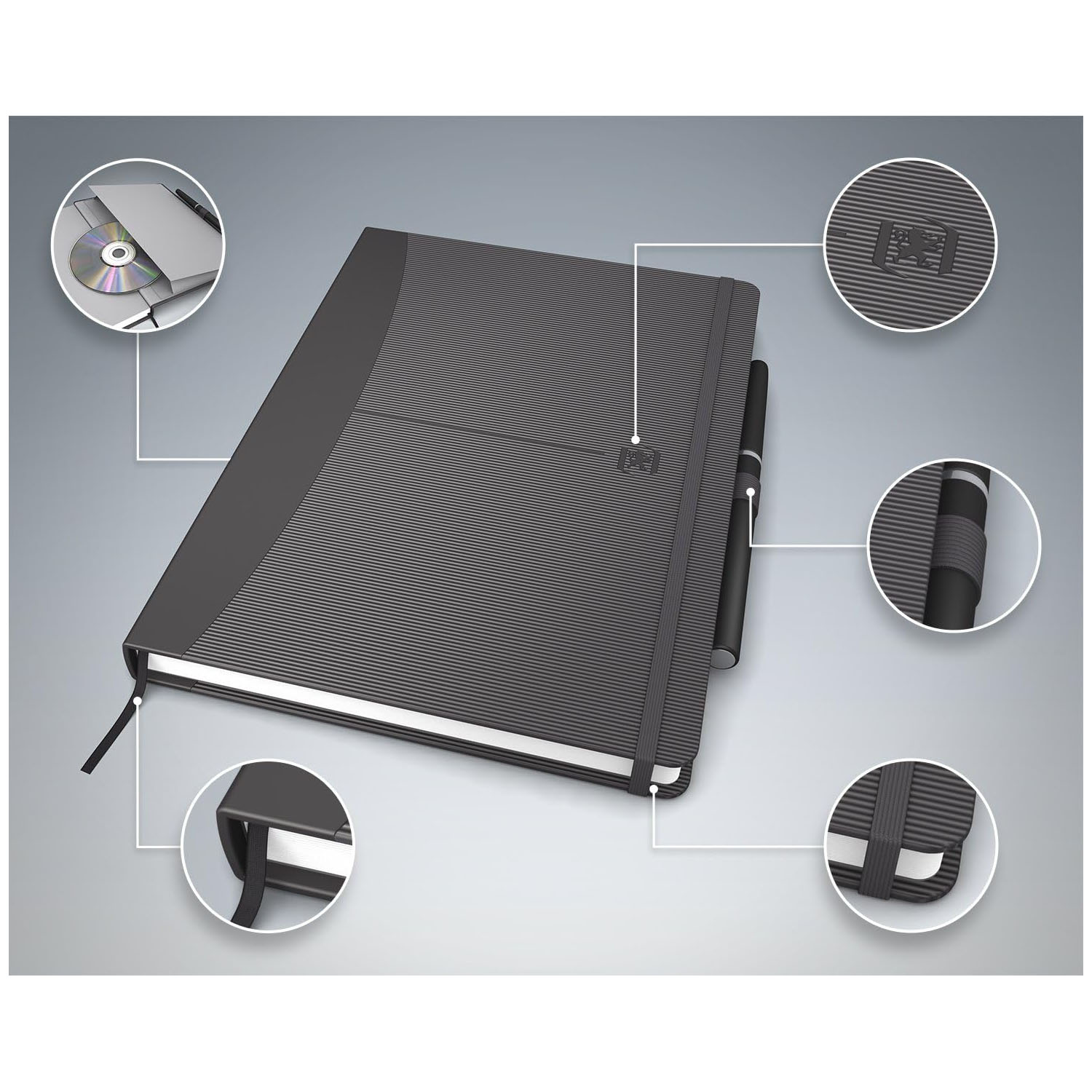 Oxford Notizbuch Signature, DIN A5, liniert, schwarz grau