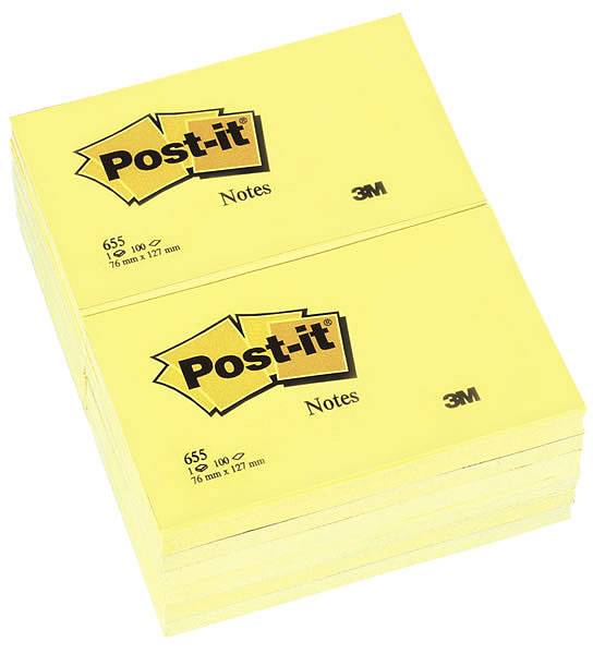 #12xHaftnotiz Post-it Notes 127x76mm Gelb 100 Blatt 655