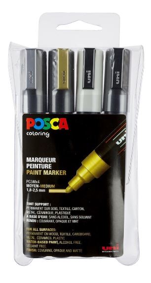 uni-ball Pigmentmarker POSCA PC-5M, 4er Box