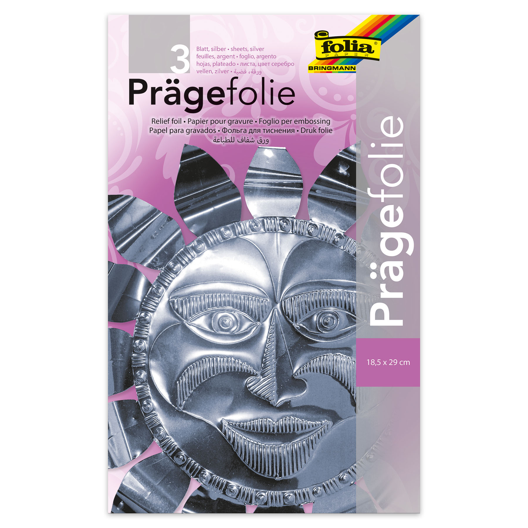 FOLIA Pr�gefolienmappe, 185 x 290 mm, 3 Blatt, silber