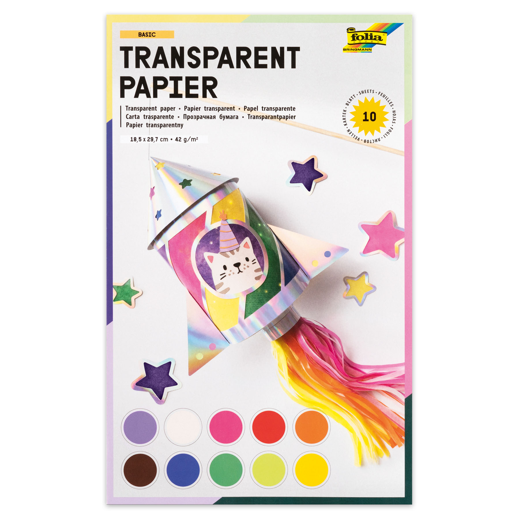 folia Transparentpapiermappe, 185 x 297 mm, 10 Blatt
