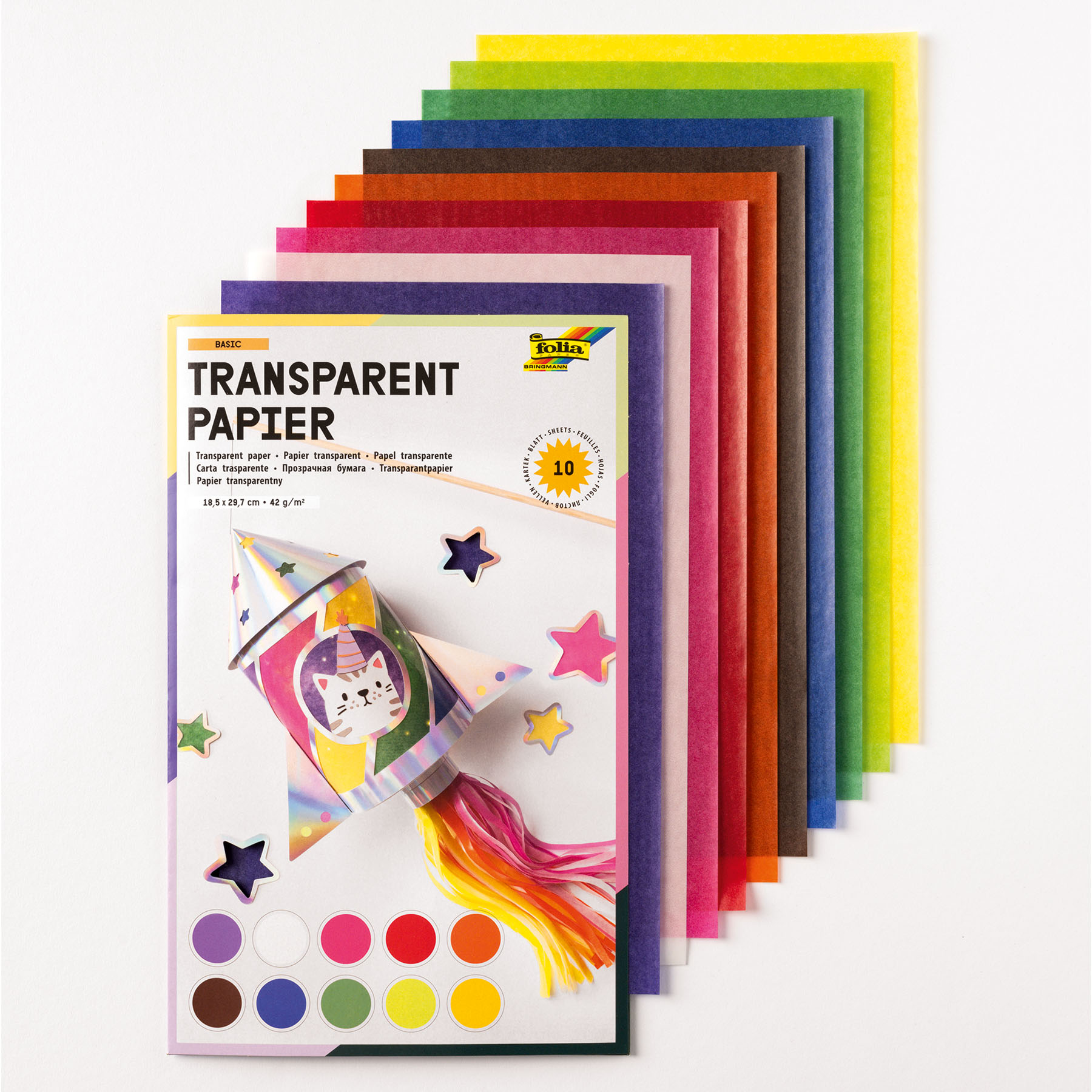 folia Transparentpapiermappe, 185 x 297 mm, 10 Blatt