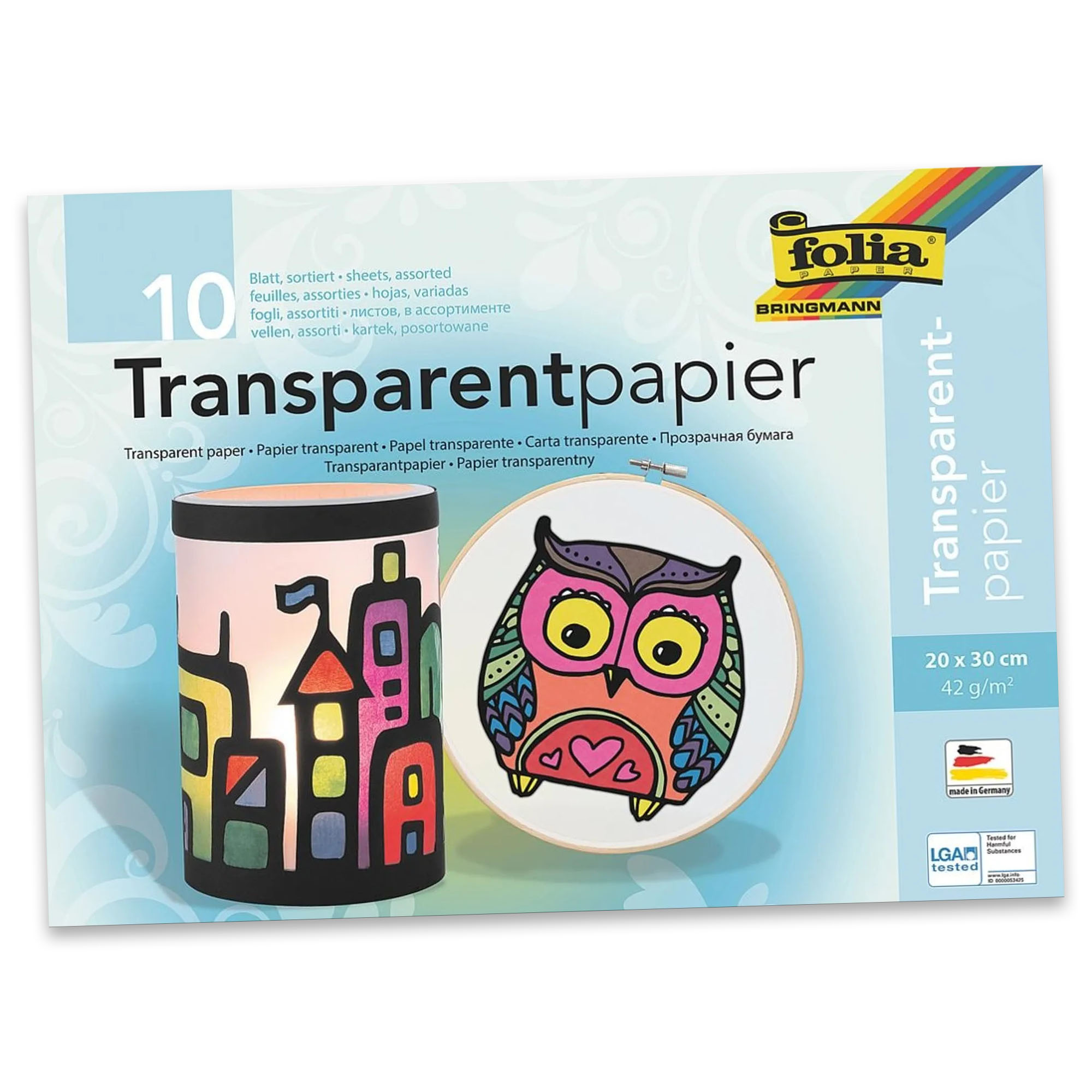 folia Transparentpapier-Bastelheft, 200 x 300 mm, 10 Blatt