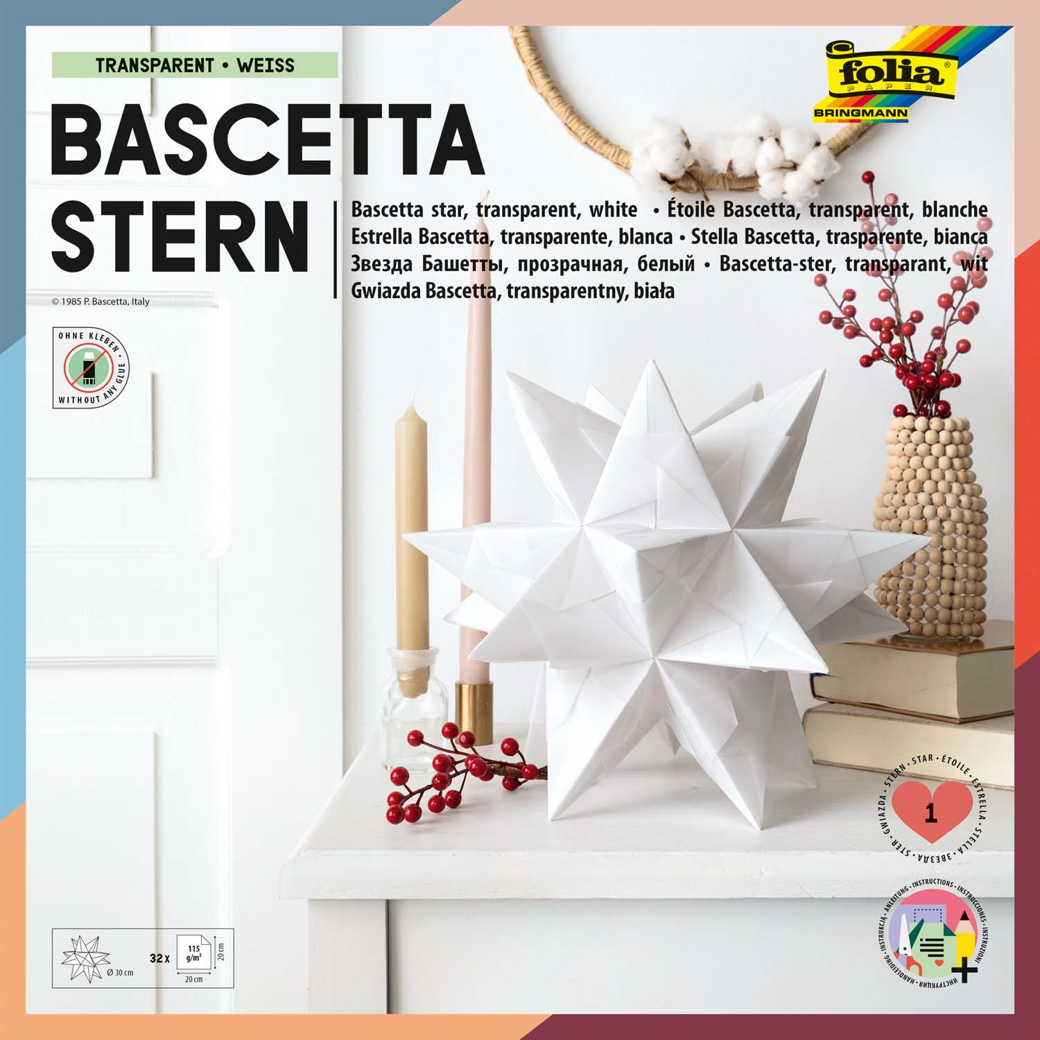 folia Faltbl�tter Bascetta-Stern, 200 x 200 mm, wei�