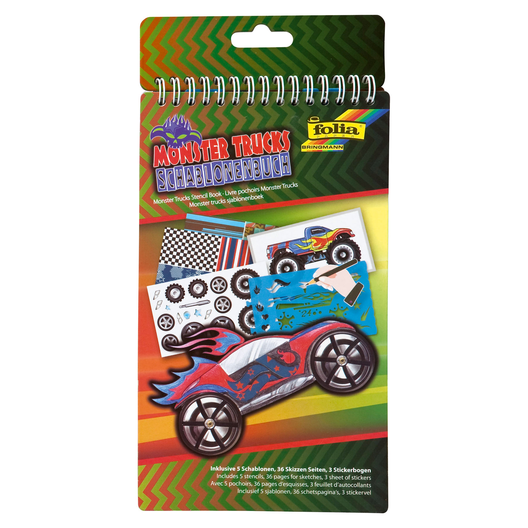 FOLIA Schablonenbuch Monster Trucks