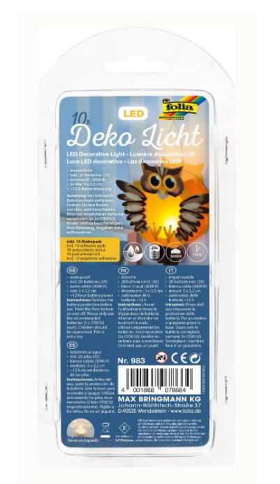 folia LED-Deko-Licht, 10 Stck inkl. 20 Batterien