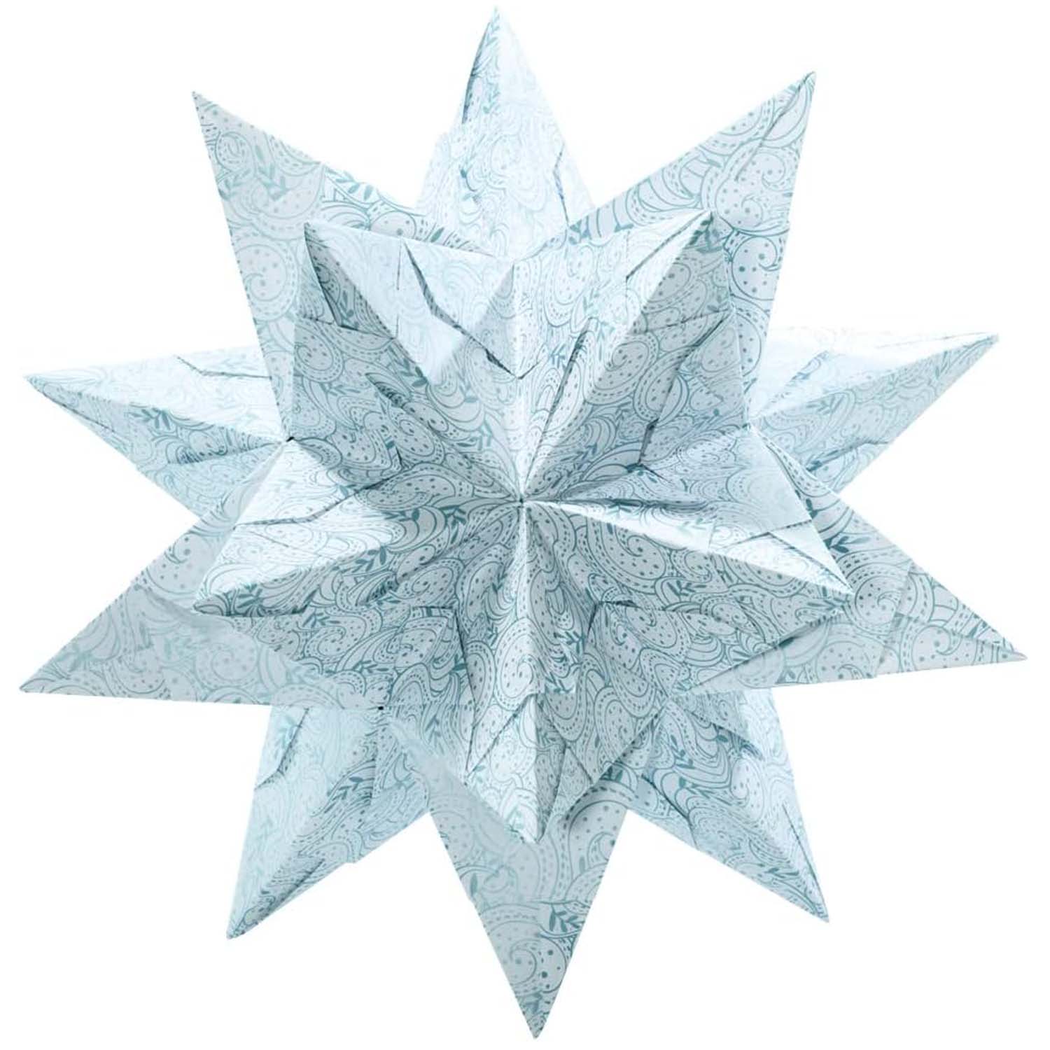 folia Faltbl�tter Bascetta-Stern, eisblau / bedruckt, 15...