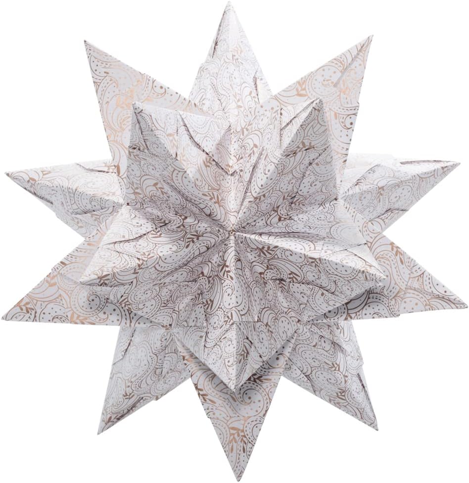 folia Faltbl�tter Bascetta-Stern, wei� / bedruckt, 15x15cm
