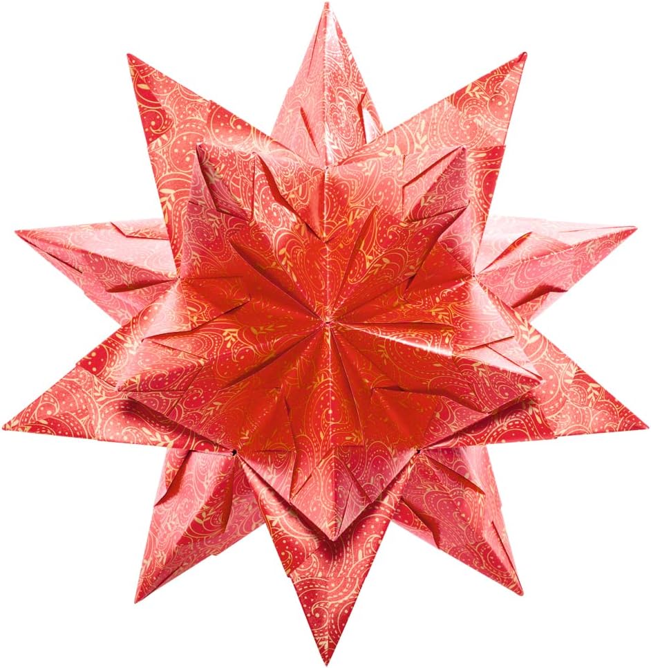 folia Faltbl�tter Bascetta-Stern, rot / bedruckt, 15x15cm