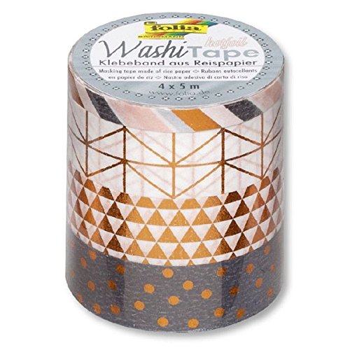 folia Deko-Klebeband Washi-Tape HOTFOIL KUPFER, 4er Set