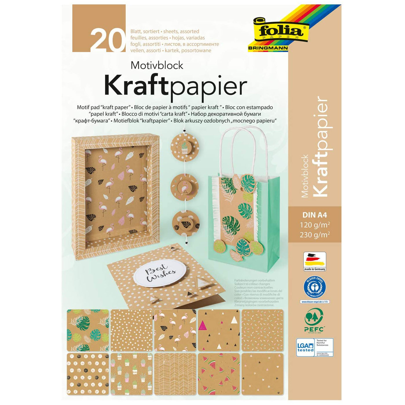 folia Motivblock "Kraftpapier", 240 x 340 mm, 20 Blatt