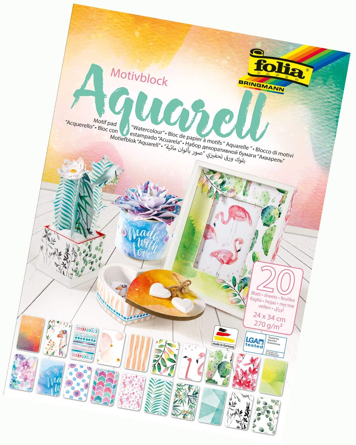 folia Motivblock "Aquarell", 240 x 340 mm, 20 Blatt