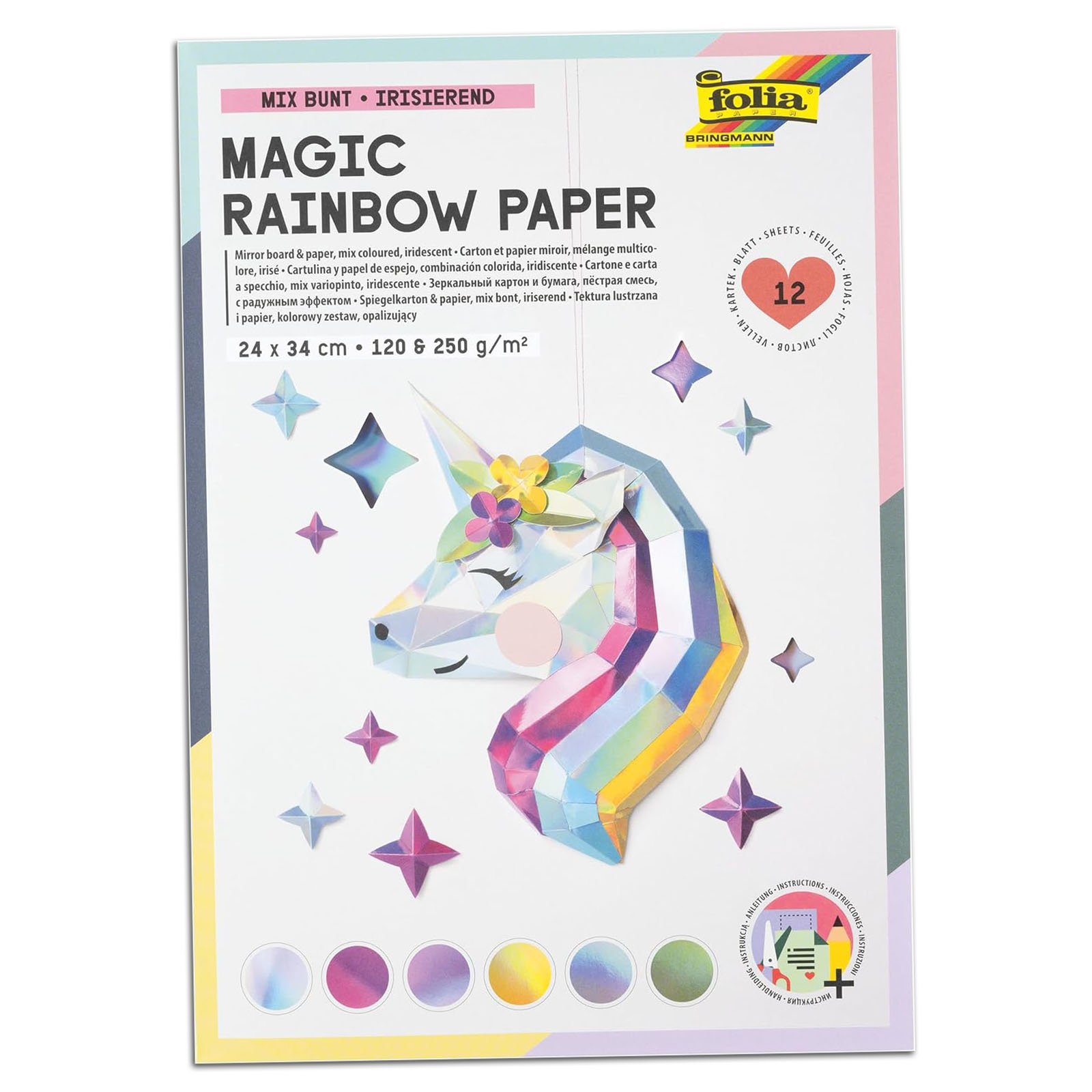 folia Regenbogen-Papier Block MAGIC RAINBOW, 240 x 340 mm