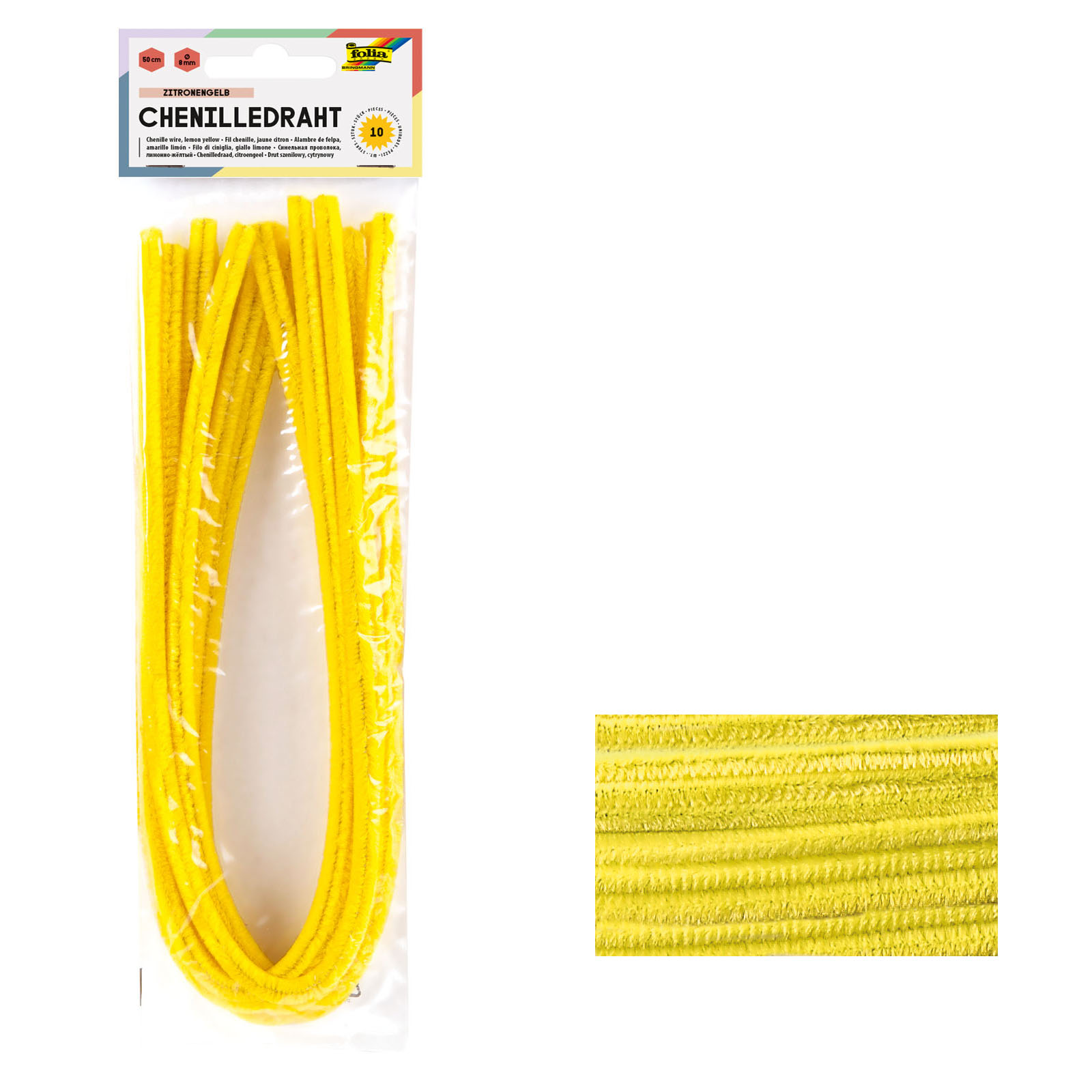 folia Chenilledraht Pfeifenputzer zitronengelb 8mm Durch...