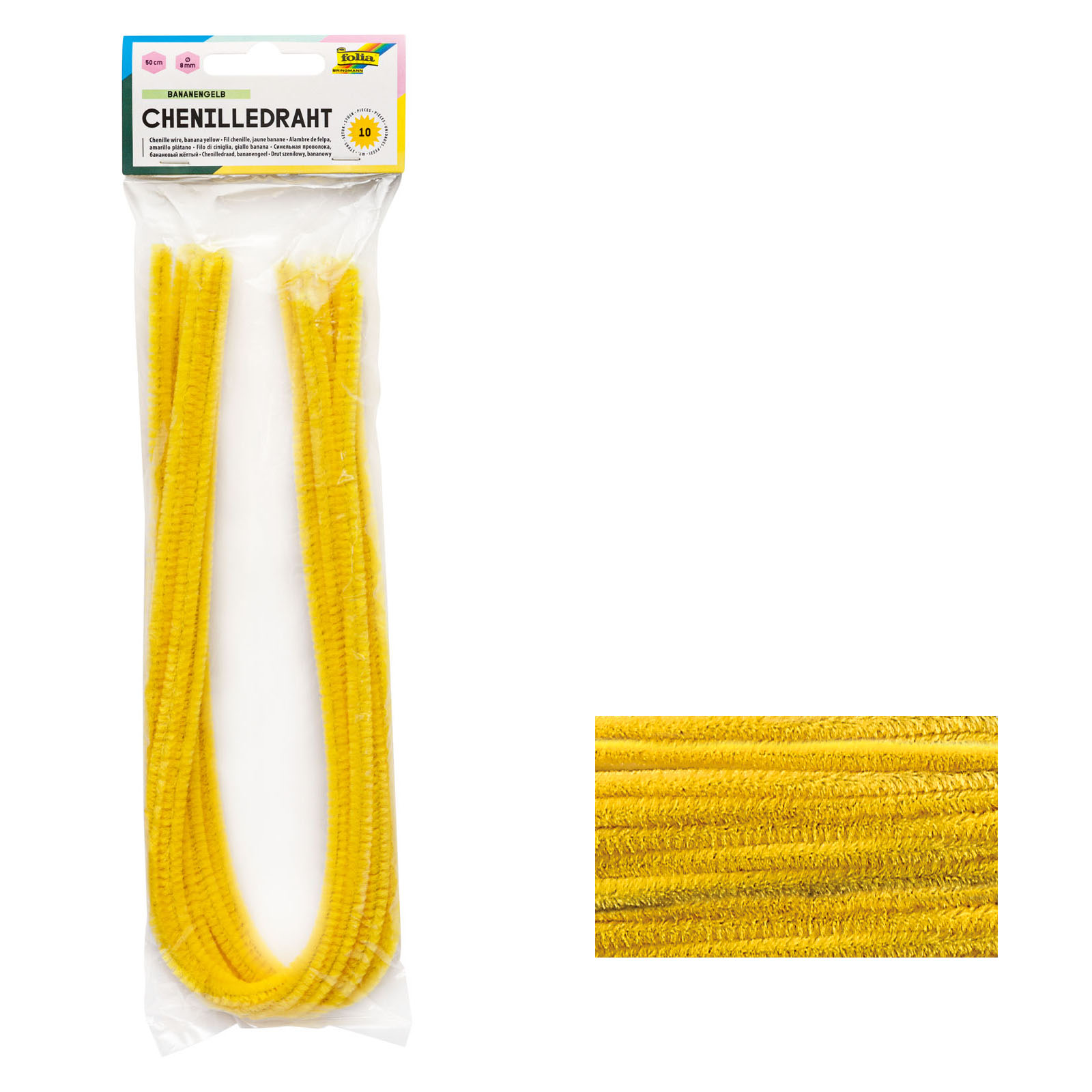 folia Chenilledraht Pfeifenputzer bananengelb 8mm Durchm...