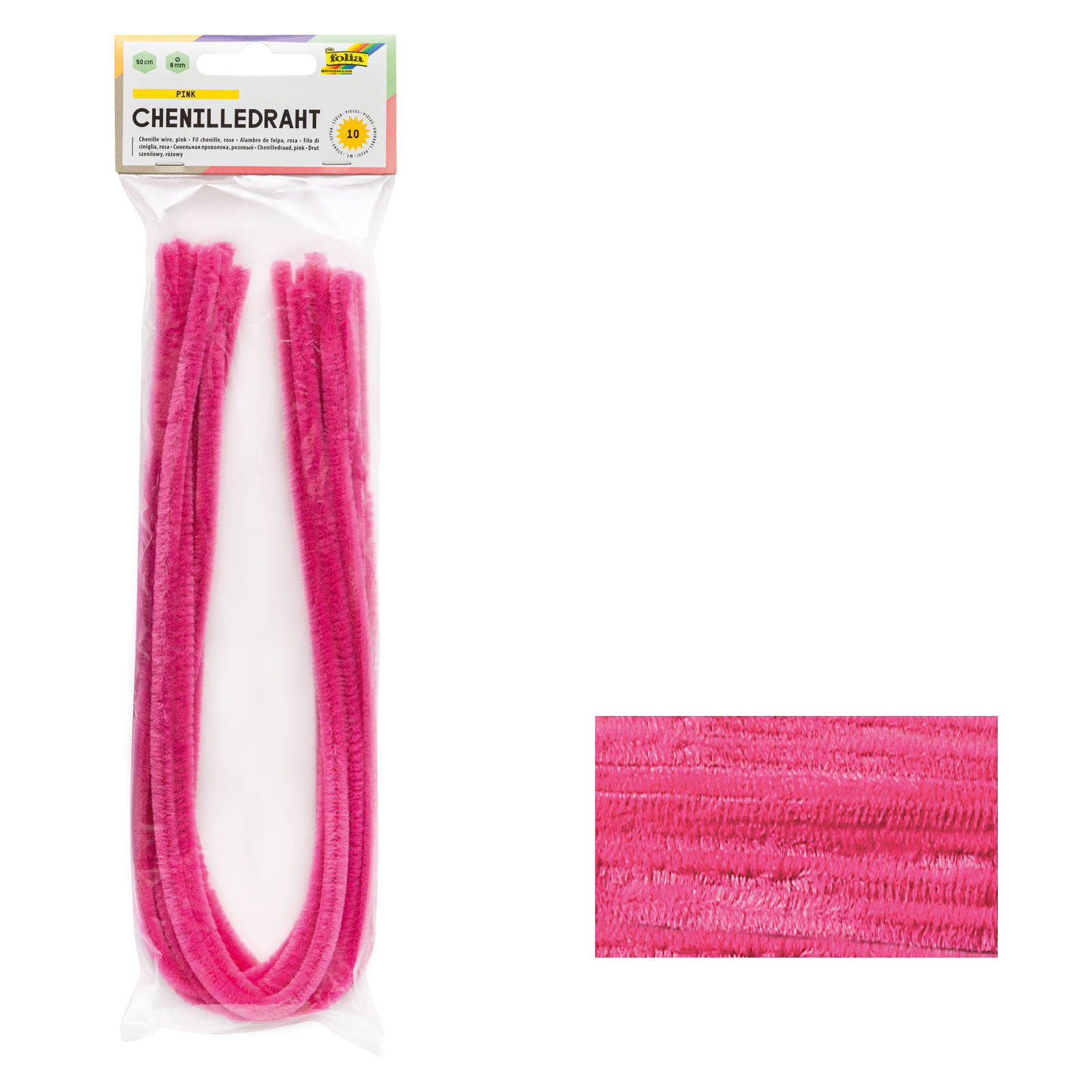 folia Chenilledraht Pfeifenputzer pink 8mm Durchmesser 5...