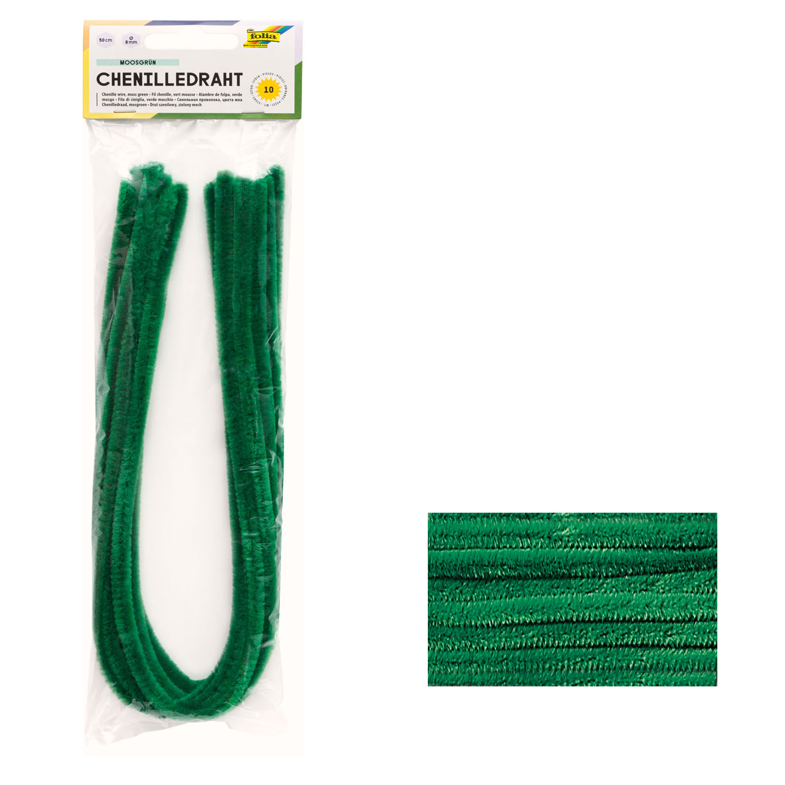 folia Chenilledraht Pfeifenputzer moosgr�n 8mm Durchmess...