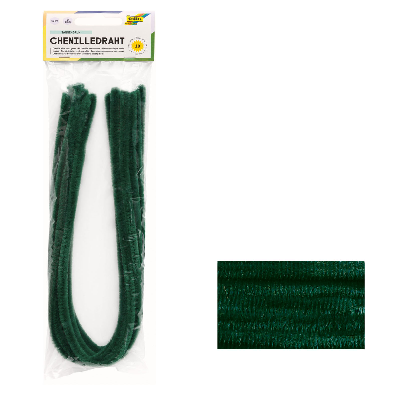 folia Chenilledraht Pfeifenputzer tannengr�n 8mm Durchme...