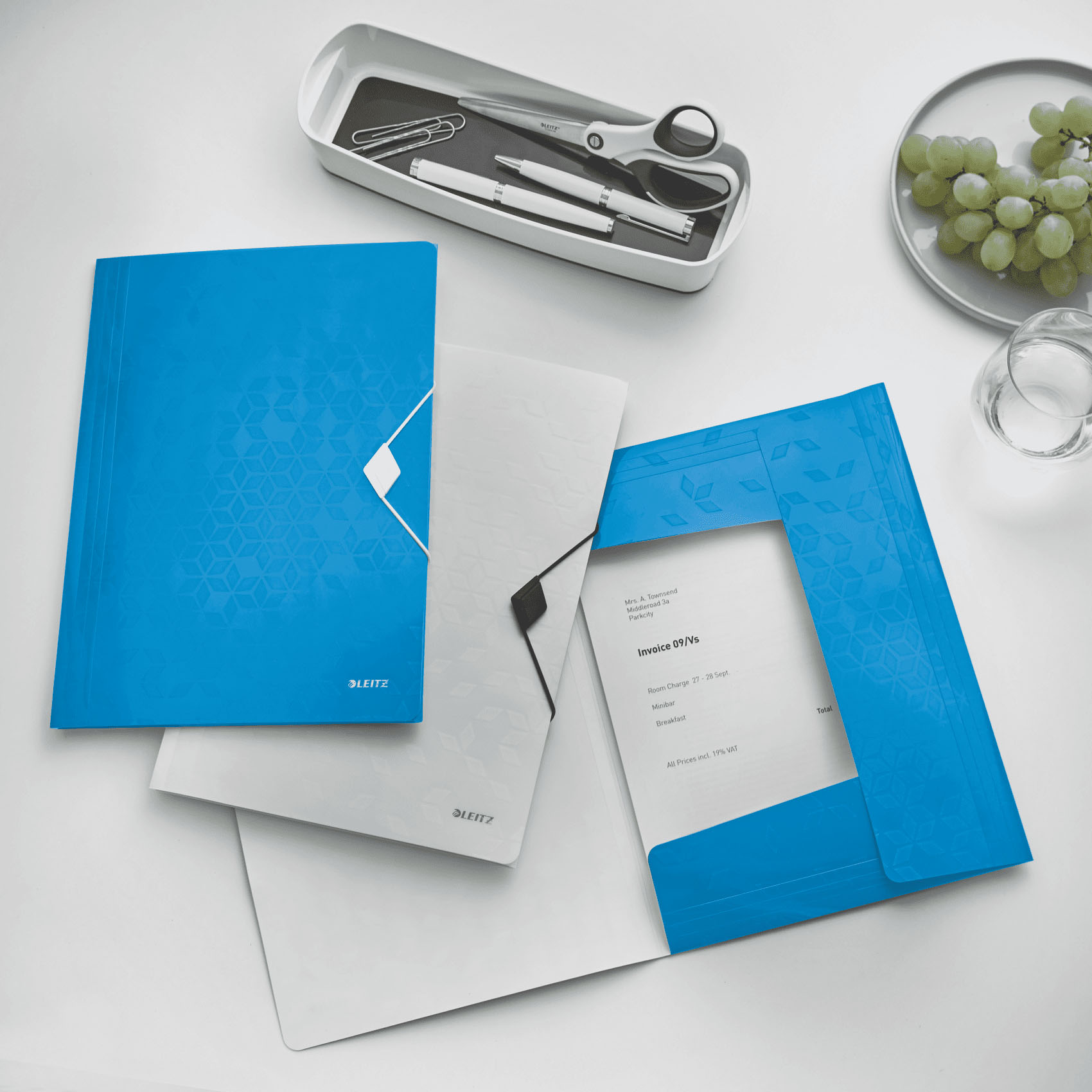 LEITZ Eckspannermappe WOW, DIN A4, PP, blau-metallic