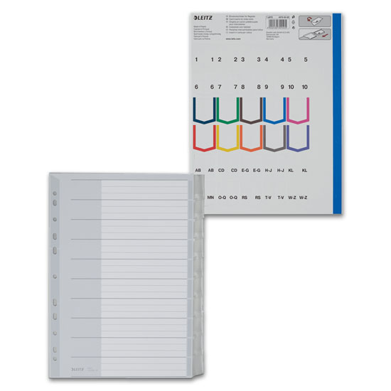 LEITZ Kunststoff-Register, blanko, A4 �berbreite, 10-teilig