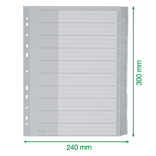 LEITZ Kunststoff-Register, blanko, A4 �berbreite, 10-teilig