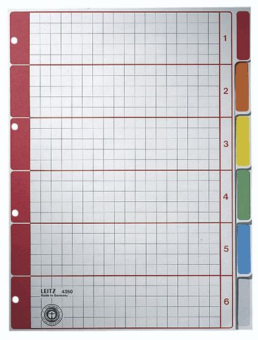 LEITZ Karton-Register extrastark, blanko, A4, 6-teilig, ...