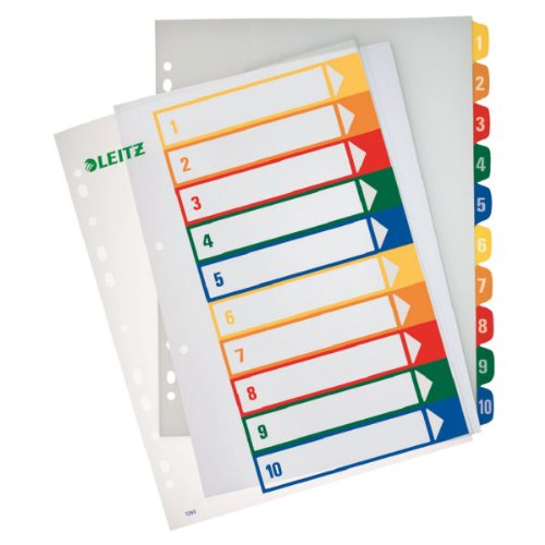 LEITZ Kunststoff-Register, Zahlen, A4 berbreite, 1-10, PC-