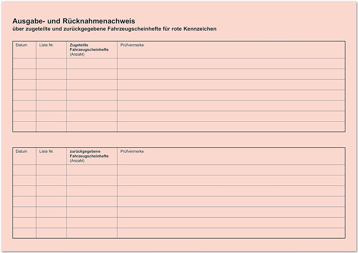 RNK Nachweisbuch Rote Kennzeichen