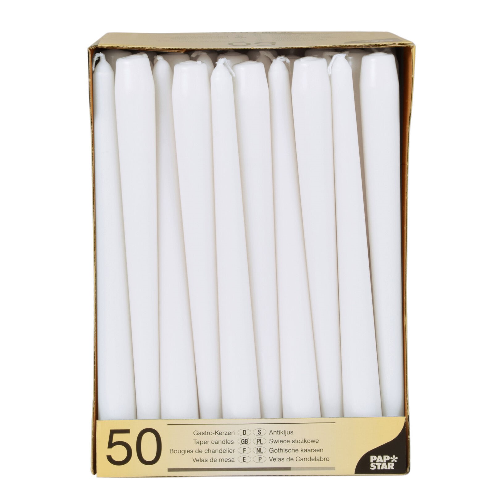 PAPSTAR Leuchterkerzen, 22 mm, wei�, 50er Pack
