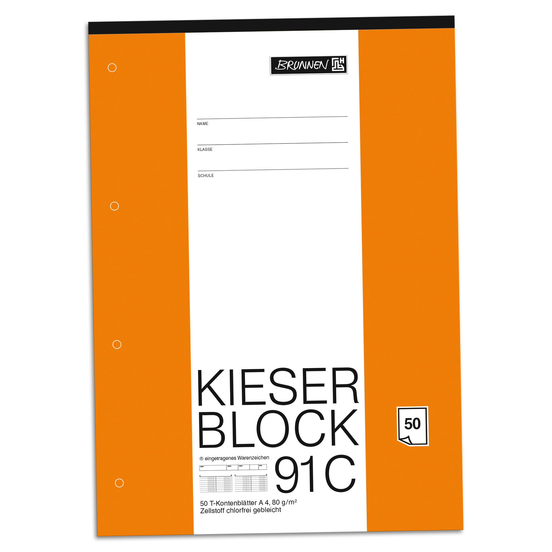 BRUNNEN Kieserblock 91 C T-Konten A4 50 Blatt gelocht 10...
