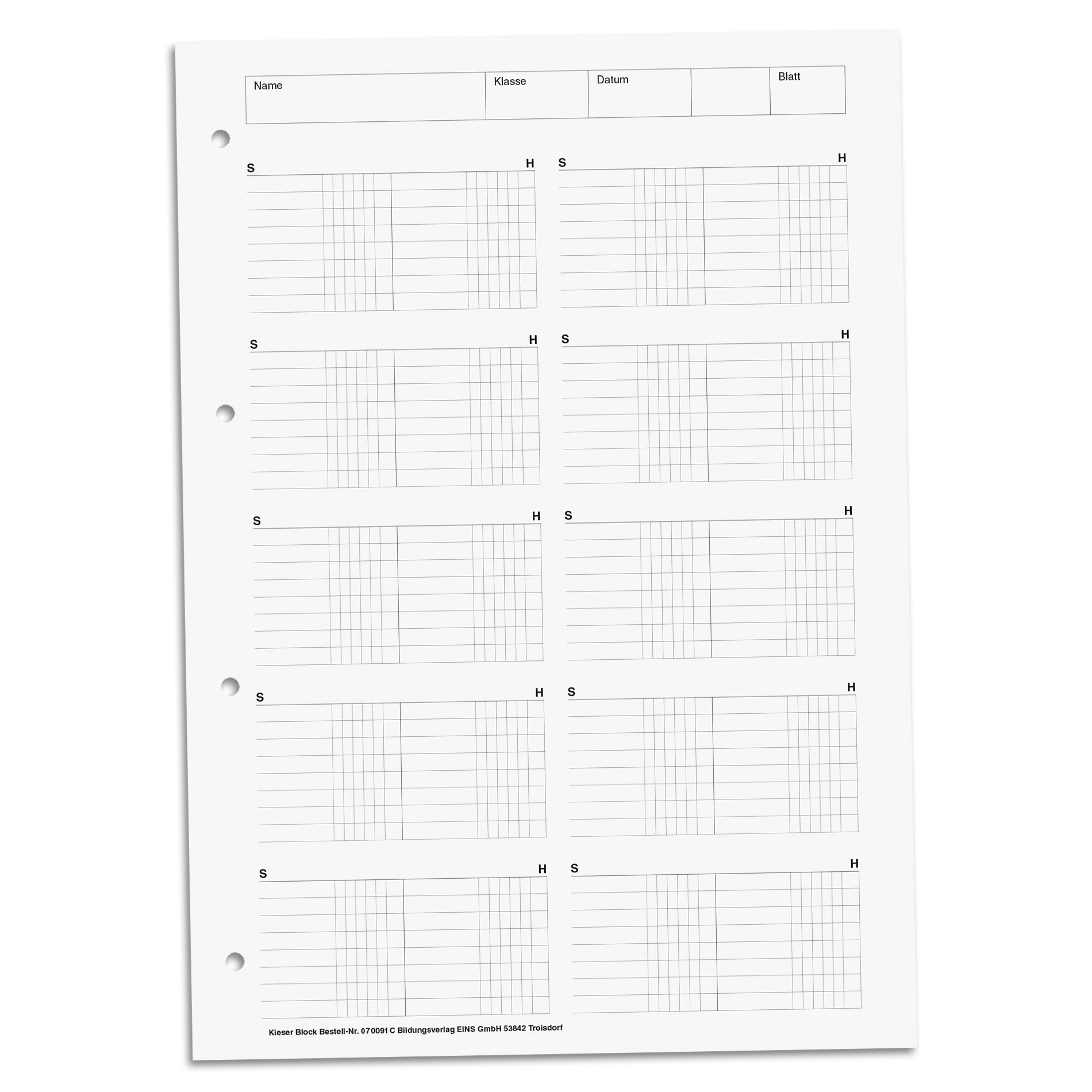 BRUNNEN Kieserblock 91 C T-Konten A4 50 Blatt gelocht 10...