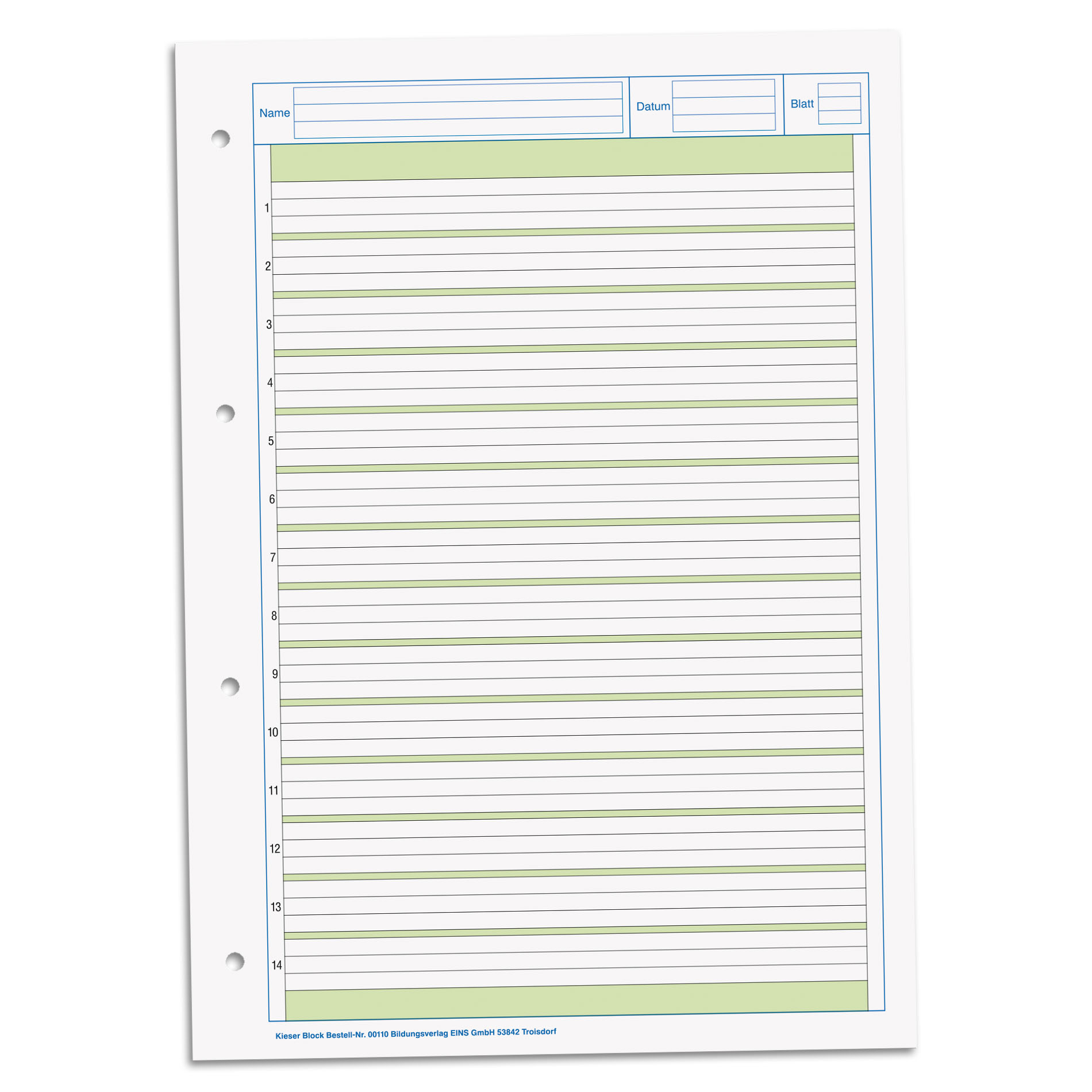 BRUNNEN Kieserblock 01 Lineatur 1 liniert A4 50 Blatt ge...